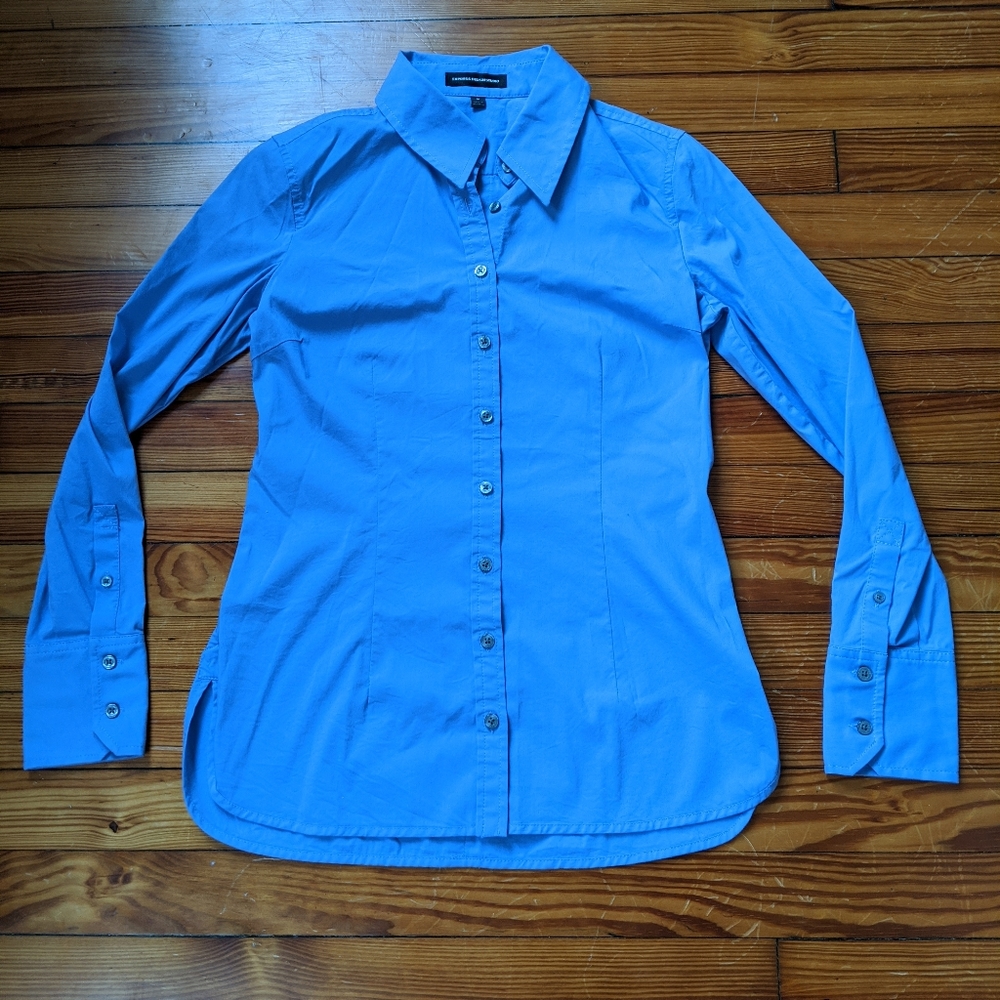 Express Design Studio No Iron Button Up Blouse, M - image 2